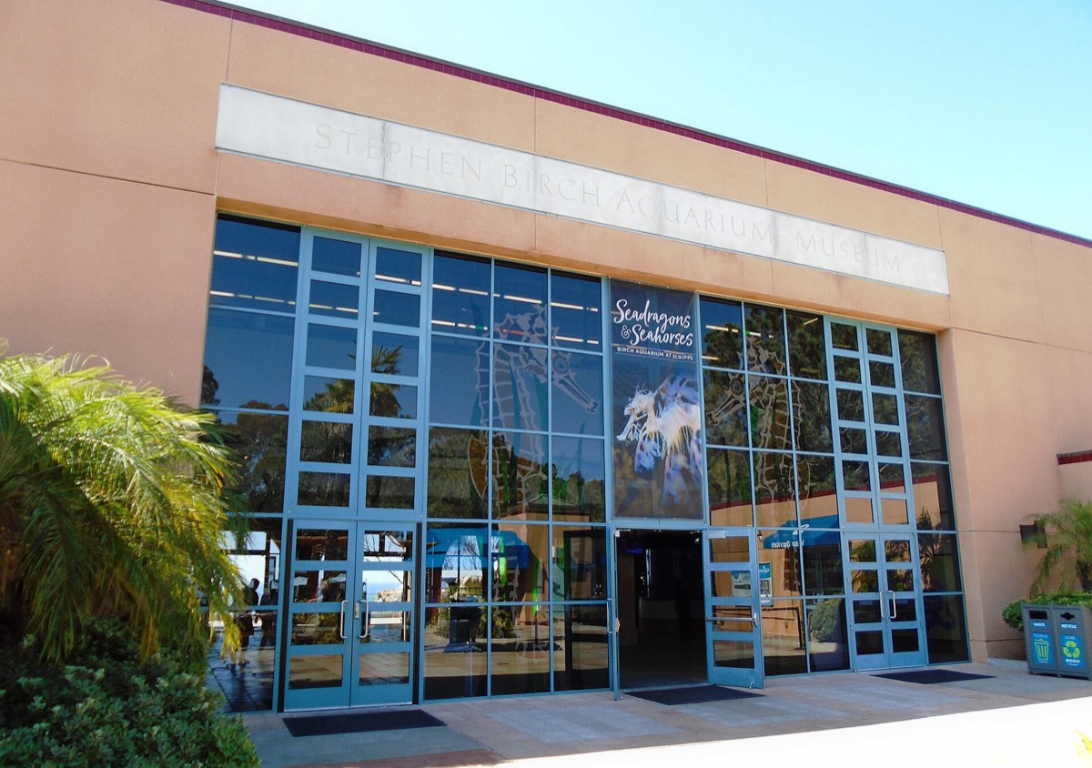The entrance to Birch Aquarium at Scripps