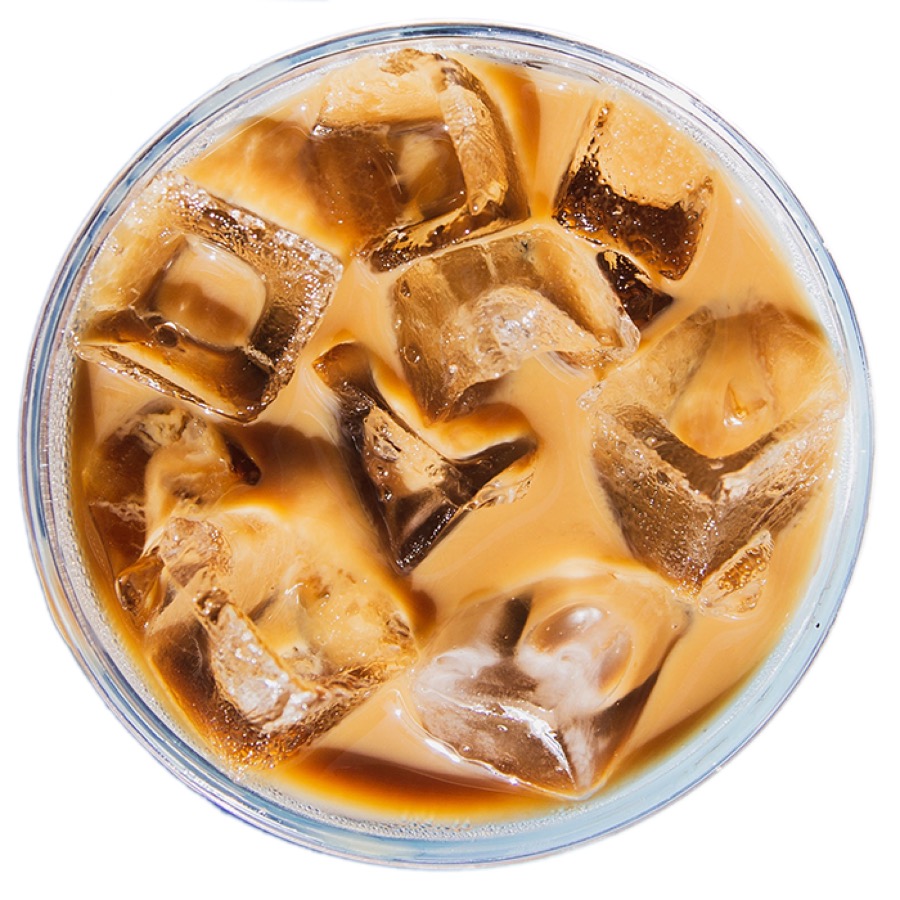 An iced coffee over ice from Java Earth Coffee