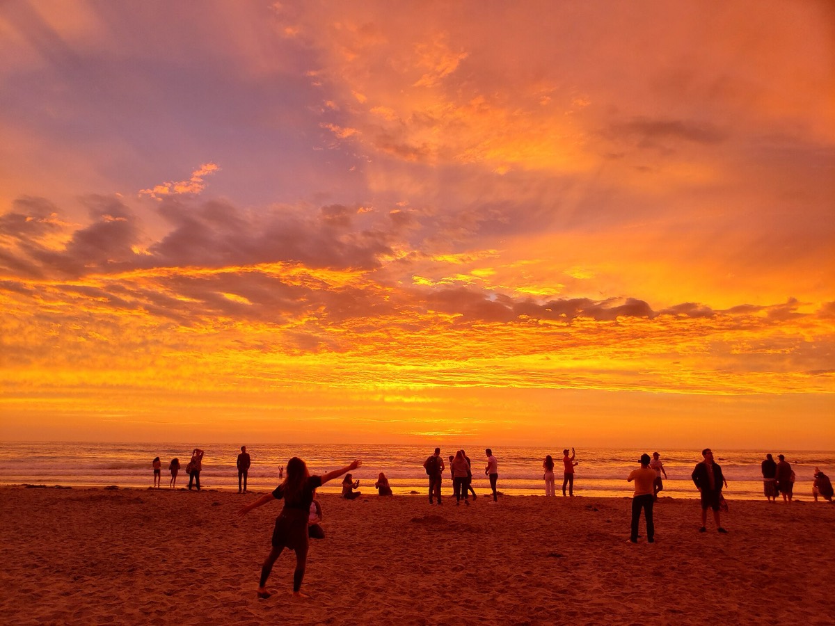 The wide flat sand at La Jolla Shores at sunset