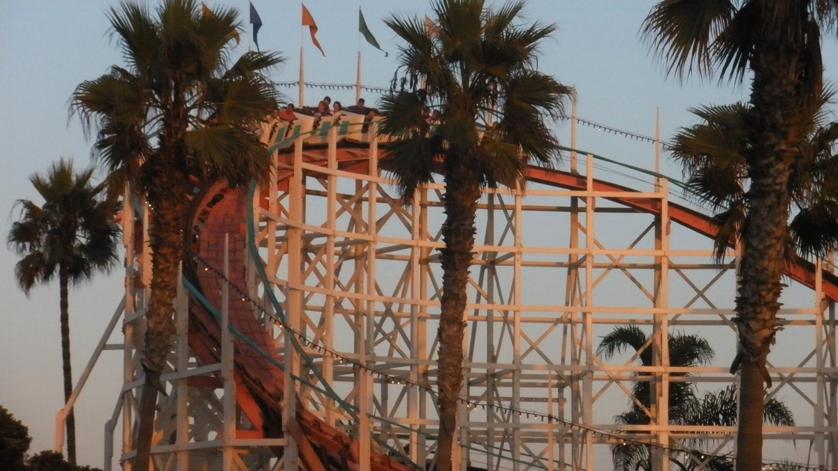 The wooden roller coaster at Belmont Park on Mission Beach